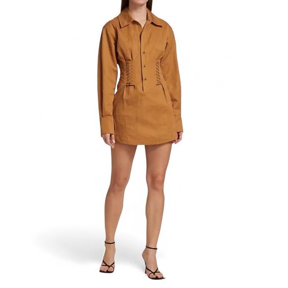 A.L.C. Paisley Shirt Dress Size 0 Cotton Hemp Blend Western Chic - Picture 2 of 16